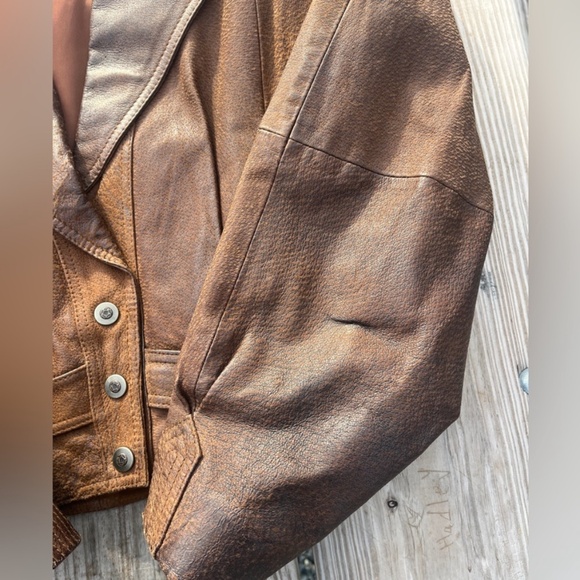 Vintage 80’s brown leather jacket sz Med - Picture 7 of 16